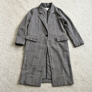 H&M Black and White Checkered Trench Coat